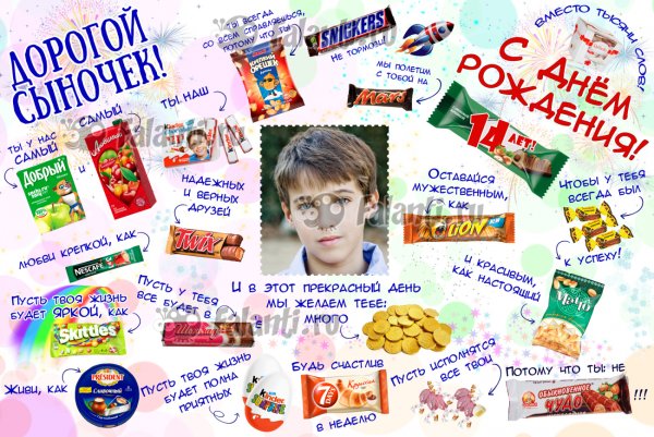 Плакат со сладостями на день рождения