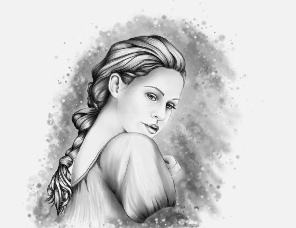 Девушка карандашом