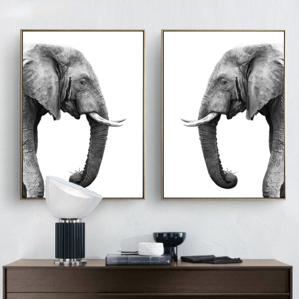 Постер слон черно белый