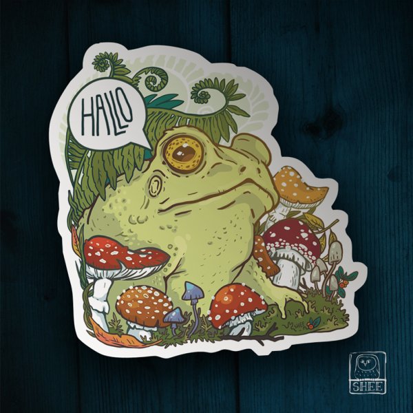 Goblincore жаба и мухомор