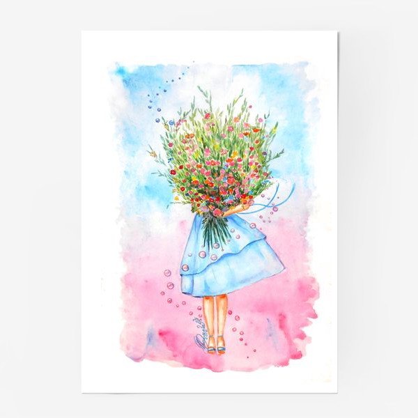 Девушка Весна акварель