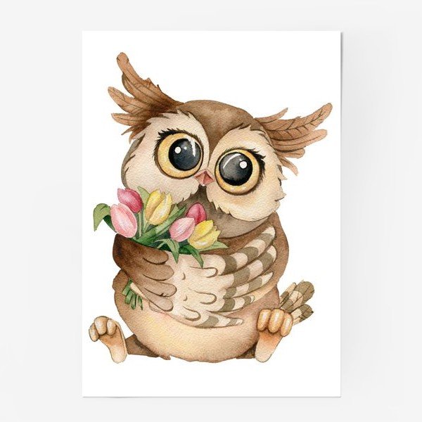 Сова с плакатом