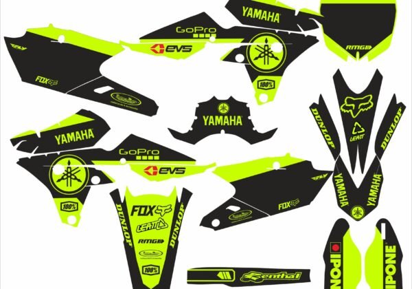 Наклейки на кроссовый мотоцикл Kawasaki неон хром