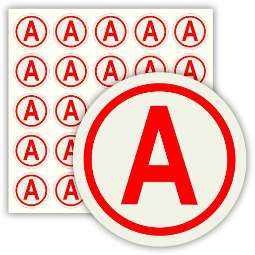 Наклейка "а" для идентификации светильников с аварийным блоком 40х40мм