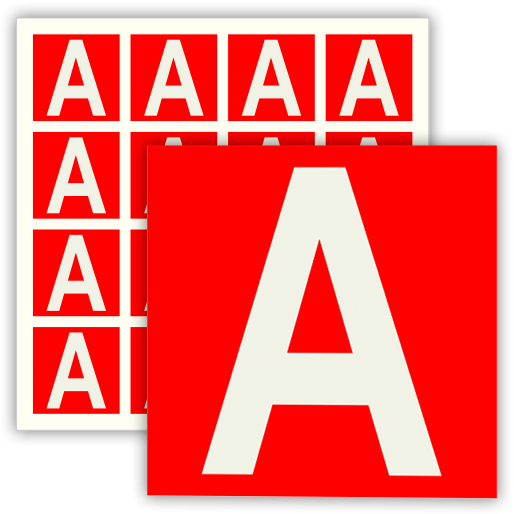 Наклейка "а" для идентификации светильников с аварийным блоком 40х40мм