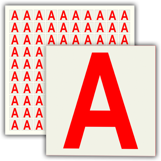 Наклейка буква «а» на аварийный светильник, b93 (пленка, 30х30 мм