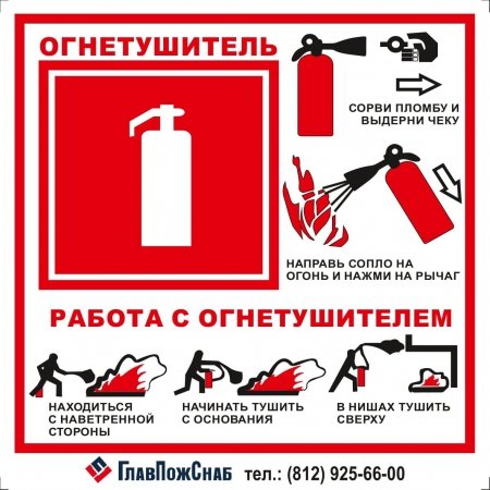 Знак 150х150мм "огнетушитель"