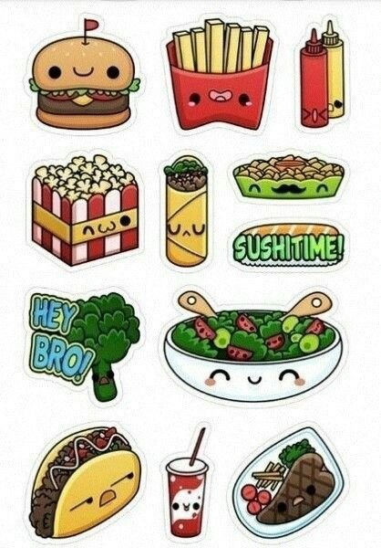 Наклейки для срисовки еда