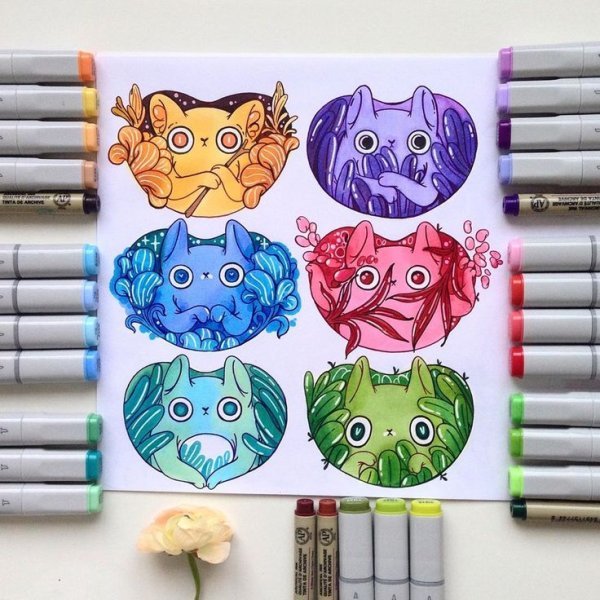 Стикеры фломастерами