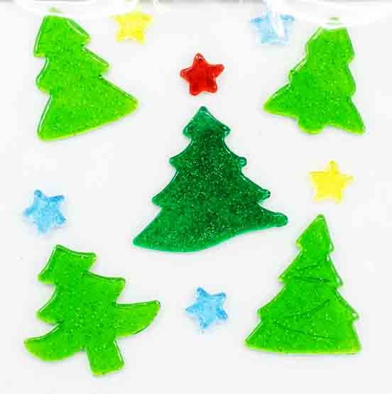 Гелевые наклейки на окна новогодние