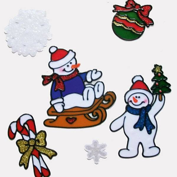 Гелевые наклейки на окна новогодние