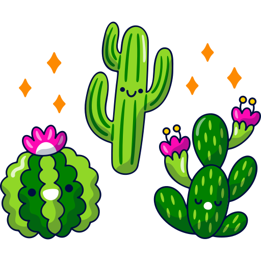 Кактус стикер на белом фоне