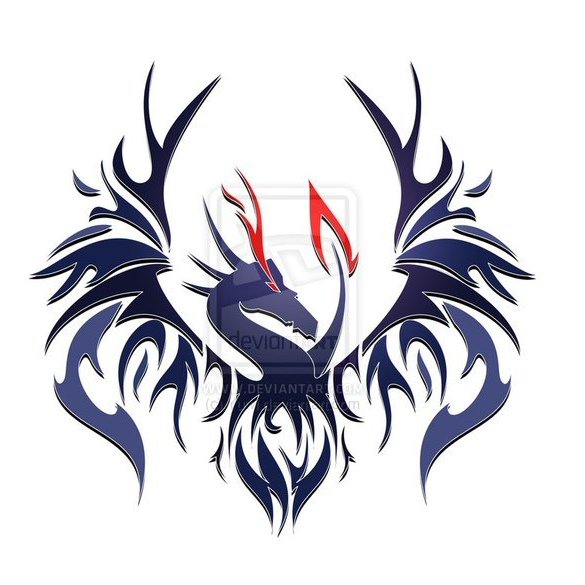 Красный дракон наклейка