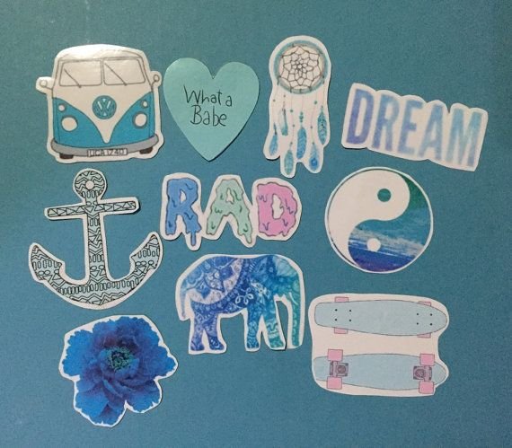 Синие Стикеры для распечатки