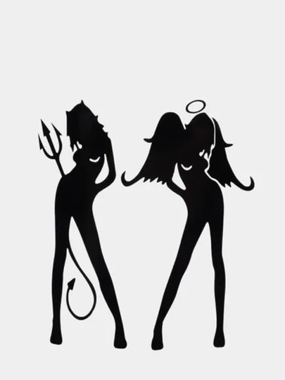 Наклейка - ангел и демон