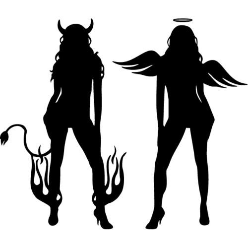 Ангел и дьявол наклейка