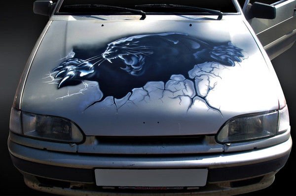 Аэрография на ВАЗ-2114 на капот