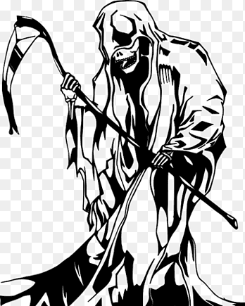 Смерть с косой на белом фоне