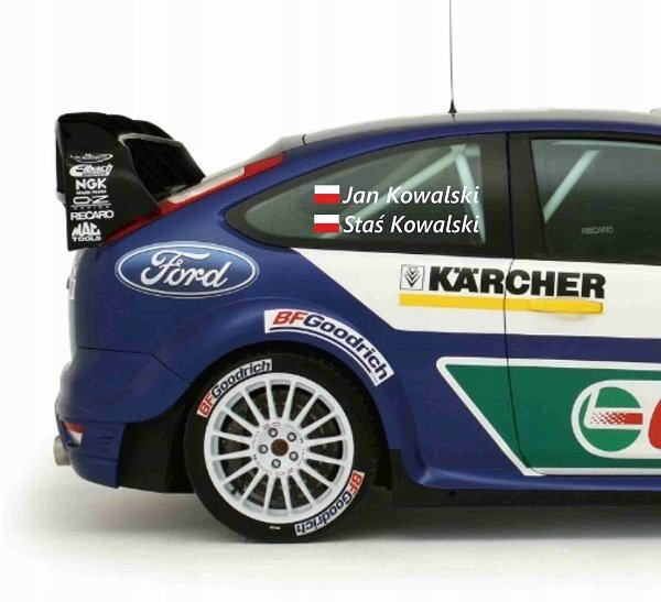 Наклейка фамилия и флаг на авто