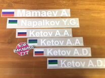 Наклейка фамилия и флаг на авто