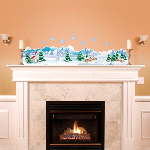 3d наклейки камина