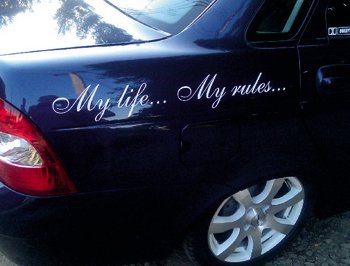 Наклейки на авто my Life my Rules