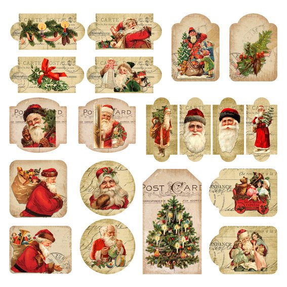 Новогодние Винтажные этикетки