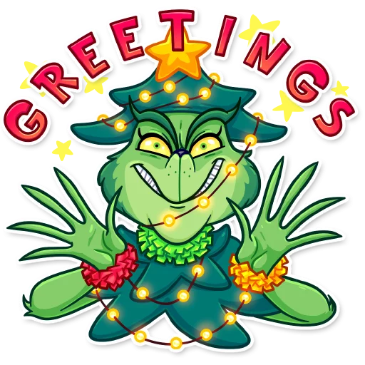 Гринч набор стикеров телеграмм