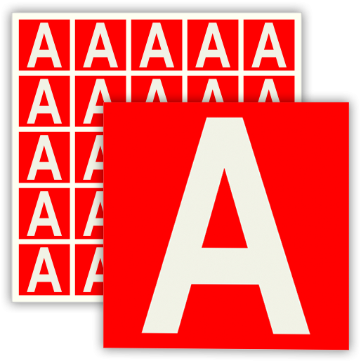 Наклейка "а" для идентификации светильников с аварийным блоком 40х40мм