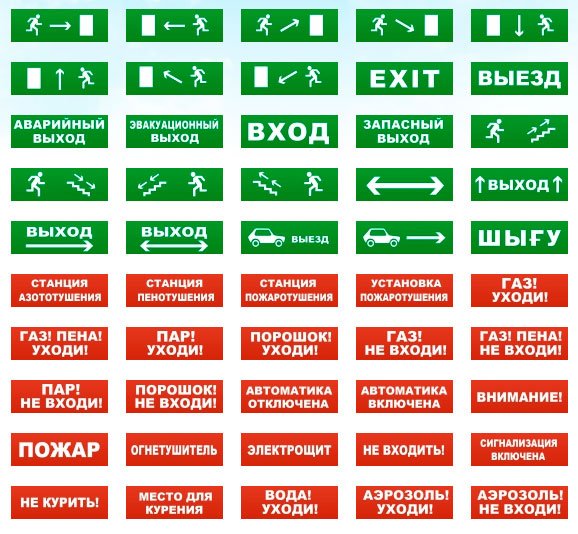 Знак аварийного освещения на светильник