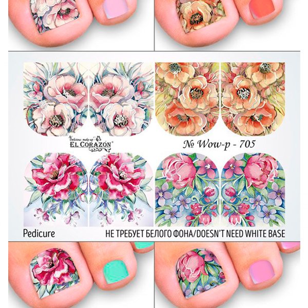 Наклейки для педикюра Корея