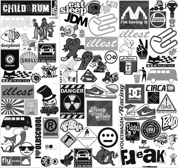 Стикеры черно белые