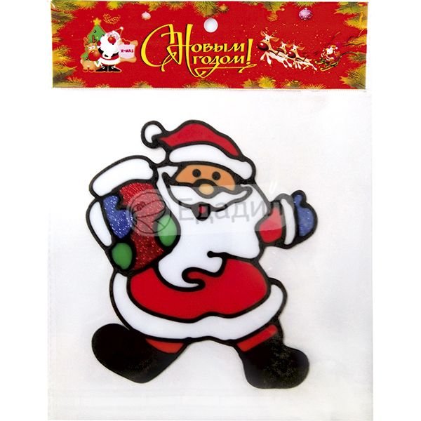 Наклейка гелевая на окно Новогодняя