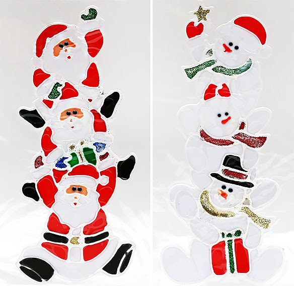 Гелевые наклейки на стекло новогодние