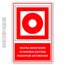 Знак кнопка включения систем пожарной автоматики
