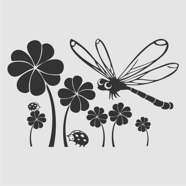 Цветочный трафарет на стену