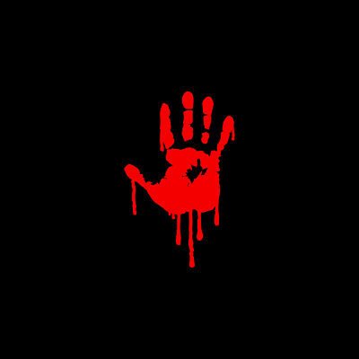 Кровавая ладонь на чёрном фоне