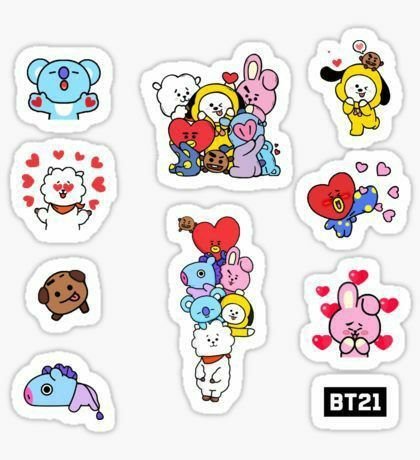 Стикеры bt21 BTS чб