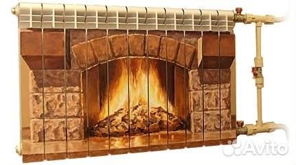 Наклейка камин на радиатор