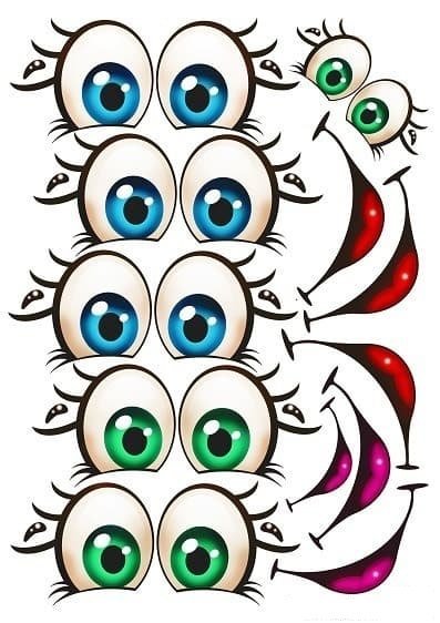 Наклейки глаза и рты