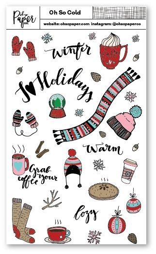 Зимние Стикеры для ежедневника черно белые