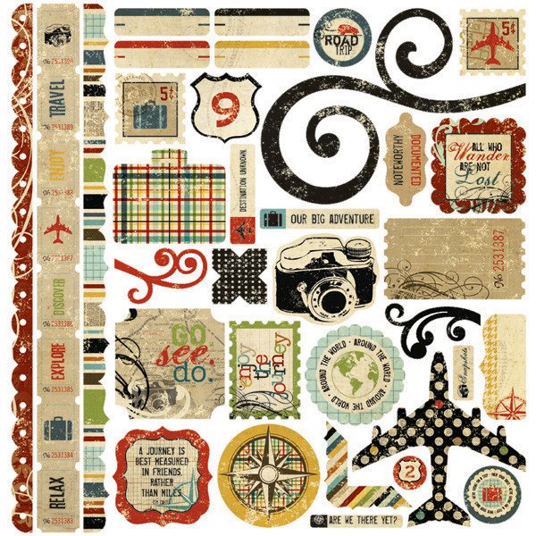 Скрапбукинг наклейки путешествие