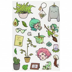 Стикеры зеленые милые