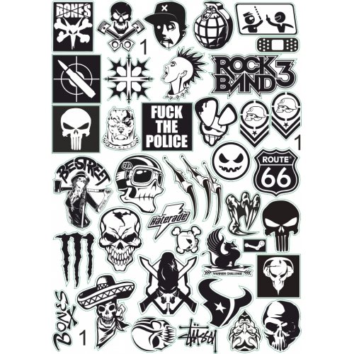 Стикеры чёрно белые