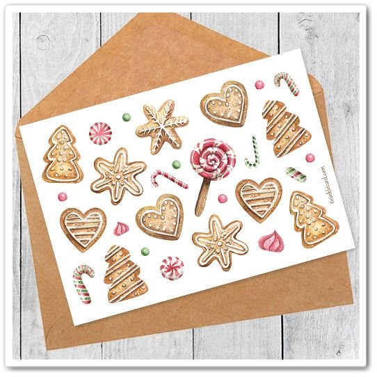 Наклейки новогодние пряники