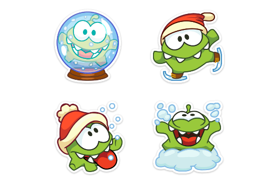 Стикеры зима с ам Нямом