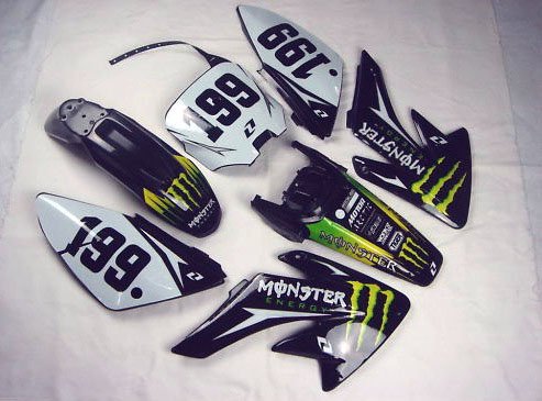 Наклейки на пластик питбайка Monster Energy crf70