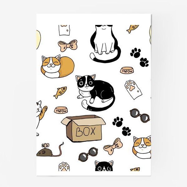 Кот с плакатом