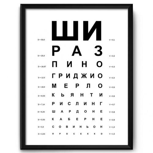 Третья строчка снизу таблица для проверки зрения