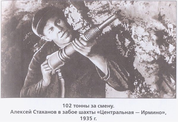 Алексей Стаханов в забое